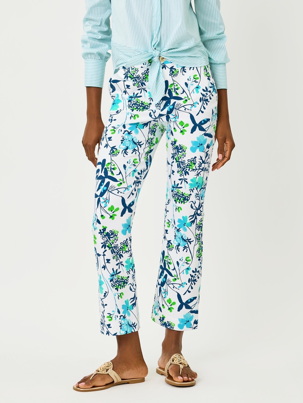 Lilly Pulitzer Carwyn High Rise Crop Flare Pant 27” size 8 in Resort White Sea